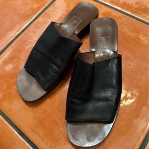 Cole Haan black leather slide sandals